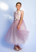 "Feathered Boa" Bridal/Flower Girl/Party/Special Occasion Dress in Pink, Ages 6-14