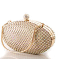 "Sharja" Glittering Golden Rhinestone encrusted Clutch Bag with detachable metallic handle