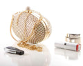 "Sharja" Glittering Golden Rhinestone encrusted Clutch Bag with detachable metallic handle
