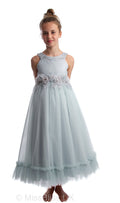 "Silver Mermaid Tail" Girls Dress in Cyan, Ages 2-10 Years