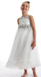 "Silver Mermaid Tail" Girls Dress in Ivory, Ages 2-10